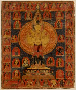 Tusindbevæbnede Chenresi, en kosmisk form af Bodhisattva Avalokiteshvara. Tibet. af Unknown